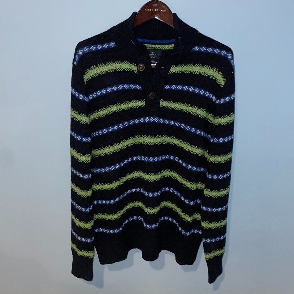American Eagle Mens Outfitter Sweater Fair Isle Stripes